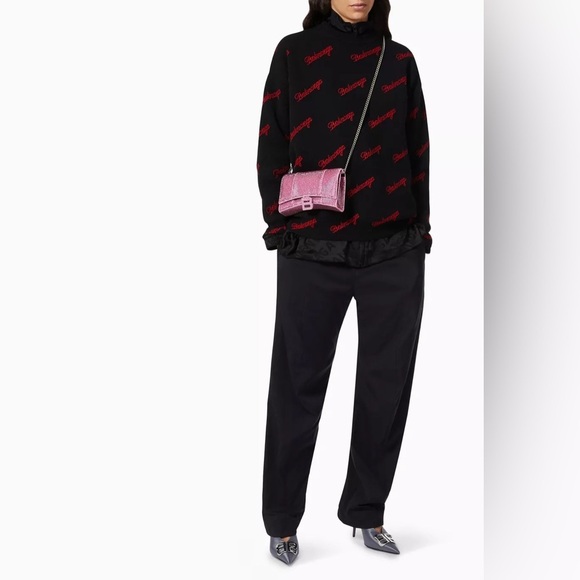 Balenciaga Hourglass Pink Crystal Embellished Crossbody Bag - Picture 16 of 16